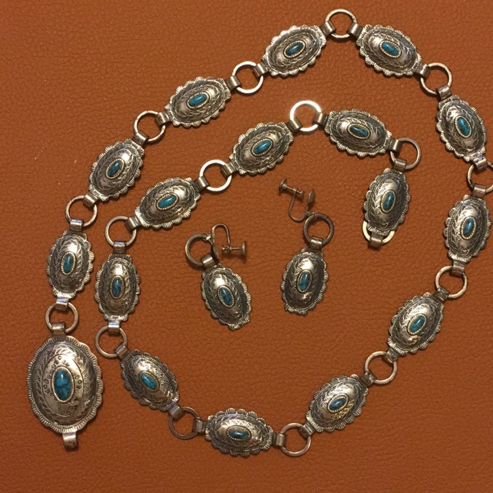 Sandor Concho Belt and Earrings